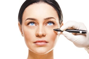 Close-up portrait of young beautiful woman, facial plastic surge